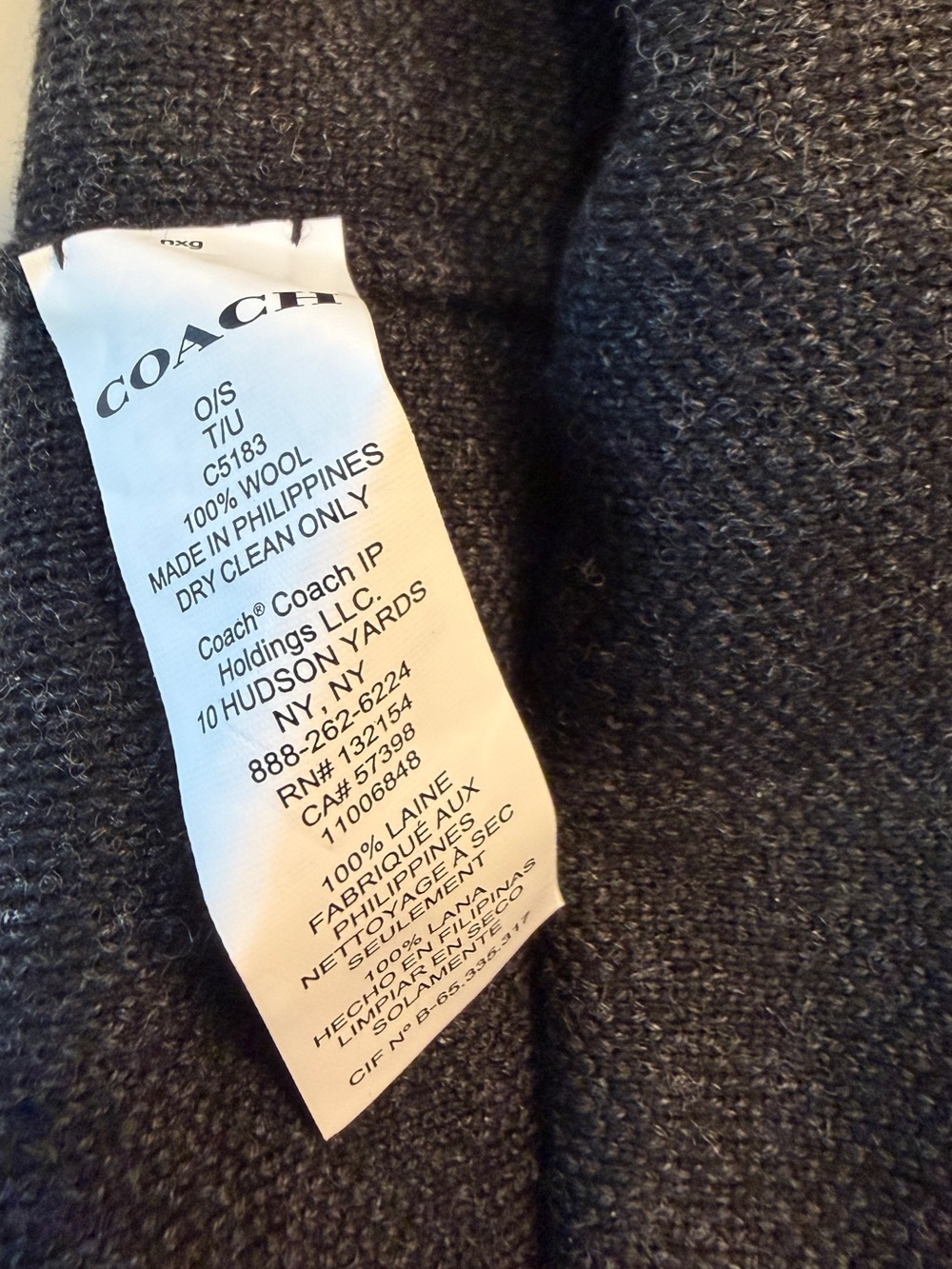COACH Signature Knit Wool Beanie Black Gray Monogram C5183 EUC - Picture 2 of 2
